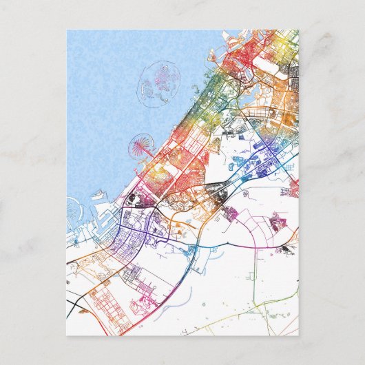 ドバイ UAE 都市地図 ポストカード (正面)