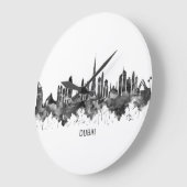 ドバイUAEスカイラインBW ラージ壁時計 (傾斜)