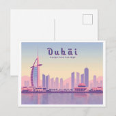 ドバイUAEブルジュカリファパステルトラベルデザイン ポストカード (正面/裏面)