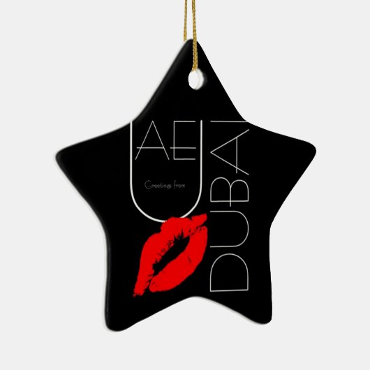 ドバイUAEレッドリップスティックキス セラミックオーナメント (右)