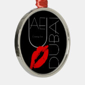 ドバイUAEレッドリップスティックキス メタルオーナメント (右)