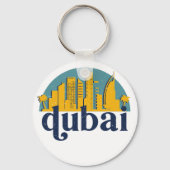 ドバイUAEヴィンテージレトロシティスカイラインシティスケープアート キーホルダー (正面)