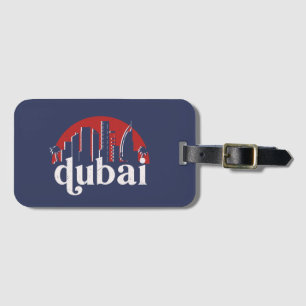ドバイUAEヴィンテージレトロシティスカイラインシティスケープアート ラゲッジタグ