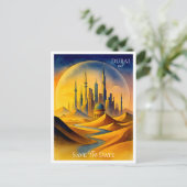 ドバイUAE水彩日付ポストカードを保存 ポストカード (スタンド正面)