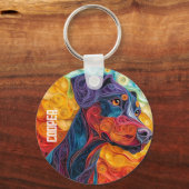 ドバーカラフルマンピンチャードッグポートレート キーホルダー (裏面)
