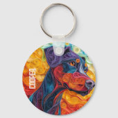 ドバーカラフルマンピンチャードッグポートレート キーホルダー (裏面)