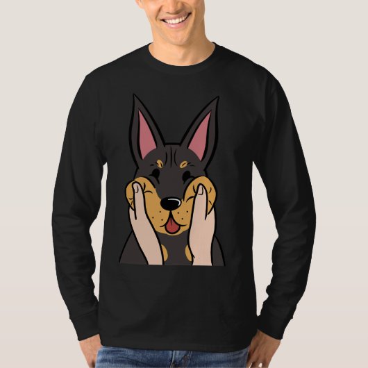 ドバーマンおもしろいぽっちゃりした頬 Tシャツ (正面)