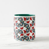 ドバーマンおもしろいクリスマスパターン ツートーンマグカップ (中央)