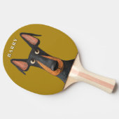 ドバーマンおもしろいドッグブラックタンマスタードイエロー 卓球ラケット (横)