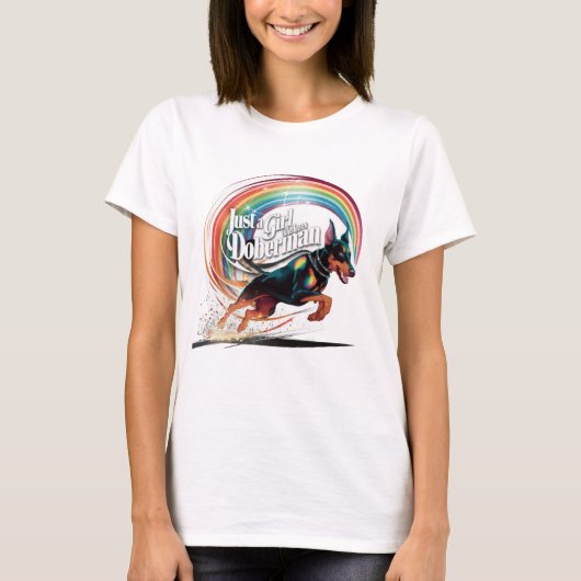 ドバーマンを愛するジャスト・ガール Tシャツ (正面)