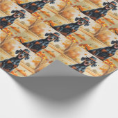 ドバーマンインサンクスギビング紅葉 ラッピングペーパー (角)