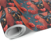 ドバーマンウィズハートバラバレンタインデー ラッピングペーパー (ロールコーナー)