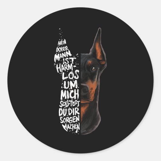 ドバーマンドッグことわざ無害ギフト ラウンドシール (正面)