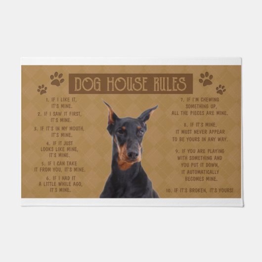 ドバーマンドッグもしハウスの規則は、壊れている、それはあなたの ドアマット (正面)