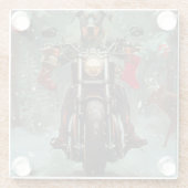ドバーマンドッグオートバイクリスマス ガラスコースター (裏面)