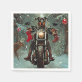 ドバーマンドッグオートバイクリスマス スタンダードカクテルナプキン (正面)