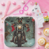 ドバーマンドッグオートバイクリスマス ペーパープレート (パーティー)