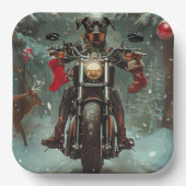 ドバーマンドッグオートバイクリスマス ペーパープレート (正面)