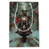 ドバーマンドッグオートバイクリスマス ミディアムペーパーバッグ (正面)
