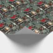 ドバーマンドッグオートバイクリスマス ラッピングペーパー (角)