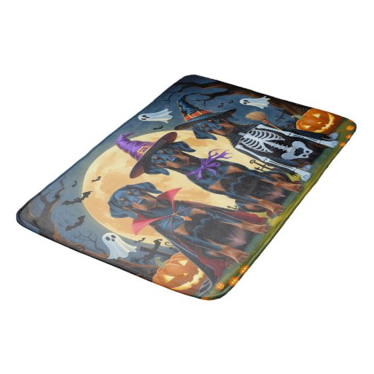 ドバーマンドッグスパンプキンハロウィンおもしろい バスマット (アングル)