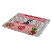 ドバーマンドッグバレンタインデーキスをするス カッティングボード (角)