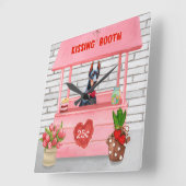 ドバーマンドッグバレンタインデーキスをするス スクエア壁時計 (傾斜)