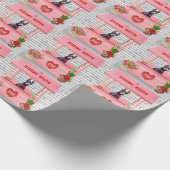 ドバーマンドッグバレンタインデーキスをするス ラッピングペーパー (角)