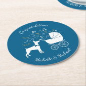 ドバーマンドッグベビーシャワー子犬ドーベルマン（犬）ピンシャー ラウンドペーパーコースター (アングル)