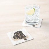 ドバーマンドッグ自然耳 スクエアペーパーコースター (インサイチュ)