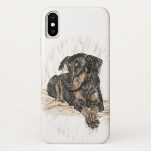 ドバーマンドッグ自然耳 iPhone X ケース