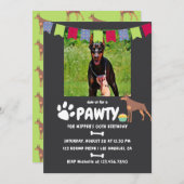 ドバーマンドッグ誕生日写真の招待 招待状 (正面/裏面)