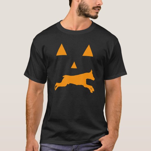 ドバーマンハロウィン不気味顔ドッグクラシック Tシャツ (正面)