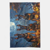 ドバーマンハロウィン不気味 キッチンタオル (縦)