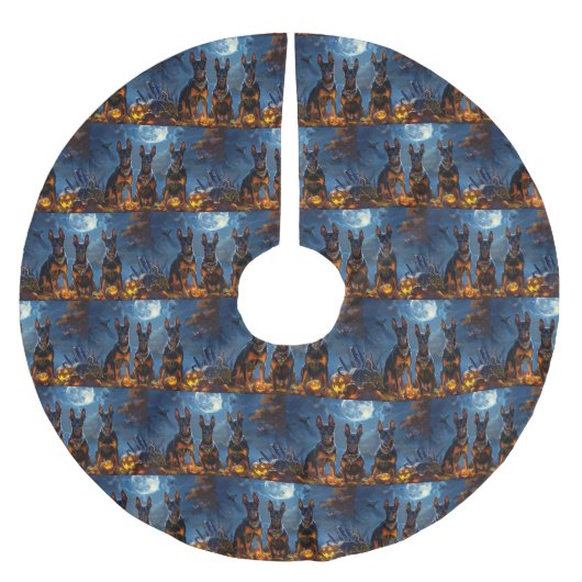 ドバーマンハロウィン不気味 ブラッシュドポリエステルツリースカート (正面)