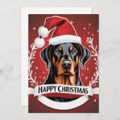 ドバーマンパーソナライズされたドッグハッピー・クリスマス シーズンカード (正面/裏面)