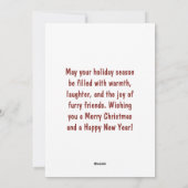 ドバーマンパーソナライズされたドッグハッピー・クリスマス シーズンカード (裏面)