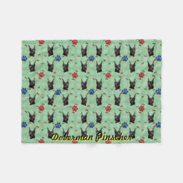 ドバーマンポートレート フリースブランケット