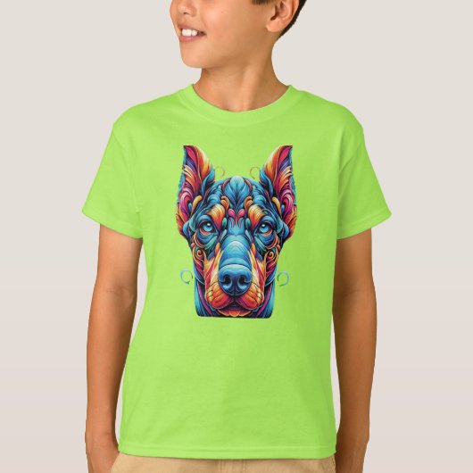 ドバーマンレインボーカラフルル Tシャツ (正面)