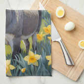 ドバ鮮やかーと黄色の水仙 キッチンタオル (四つ折り)