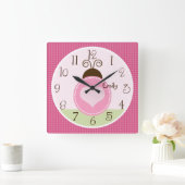 ドパーソナライズされたッかわいらしク付きラディバグ スクエア壁時計 (ホーム)