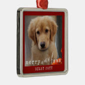 ドパーソナライズされたッグフォメリートウフマス素朴レッド メタルオーナメント (右)