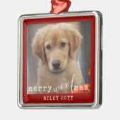 ドパーソナライズされたッグフォメリートウフマス素朴レッド メタルオーナメント (左)