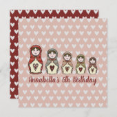 ドパーソナライズされたルロシアのマトリョシカ招待状 (正面/裏面)