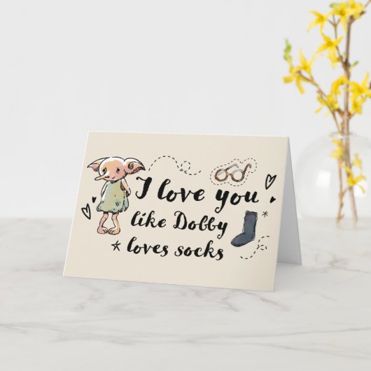 ドビーが靴下を愛するようにあなたのことを愛している カード (黄色い花)