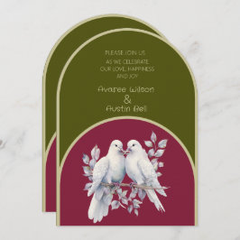 ドブズリングや輪オリーブグリーンブルガンディーイエローアーチ 招待状