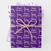 ドブマーマンピンシャードッグシルエットパープルハッピーデイ ラッピングペーパーシート (インサイチュ)