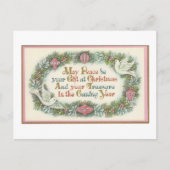 ドブ付きヴィンテージクリスマスピンク シーズンポストカード (正面)