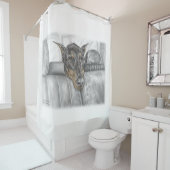 ドベルマンが車に乗る シャワーカーテン (インサイチュ)