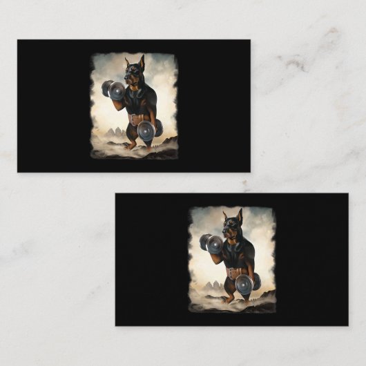 ドベルマンドッグの筋肉トレーニング重量挙げ杜氏 名刺 (正面/裏面)